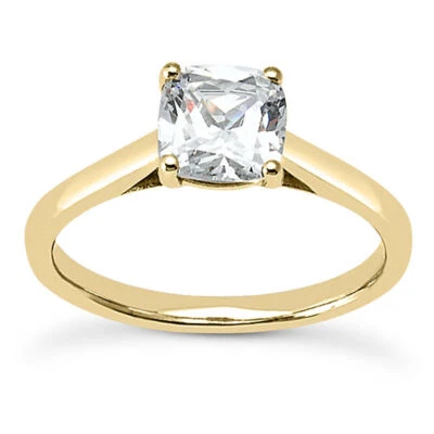 Diamond Solitaire Engagement Ring Cushion Shape H SI1 14K Yellow Gold 1.75 Carat - Image 1 of 4