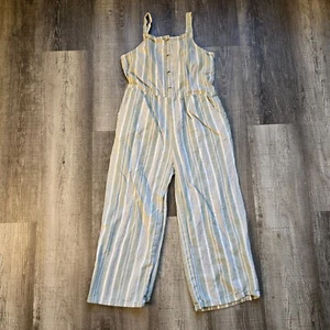 Oshkosh Bgosh Romper Girls Size 10 Green Striped Summer Boho Pants Overalls - Picture 1 of 8