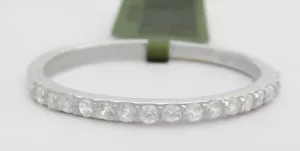 LAB CREATED WHITE SAPPHIRES HALF ETERNITY RING .925 STERLING SILVER - NWT - Picture 1 of 4