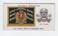Players Drum Banners & Cap Badges 1924 #20 17th Lancers Duke of Cambridge’s Own