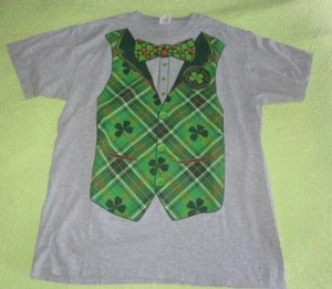Leprechaun St Patricks Day Irish Vest Bowtie SHIRT Adult Sz L Paddy Silly Fun - Picture 1 of 2