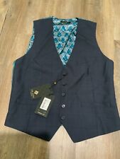 Ted Baker London Videbw Debonair Check Waistcoat Men’s Vest Blue Sz 40 R