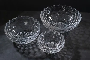 FOSTORIA AMERICAN Serving Bowl Round Set of 3 Vintage Elegant Glass 1950s - Picture 1 of 17