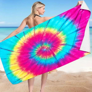 Microfiber Beach Towel Super Lightweight Colorful Bath Towel Sandproof Beach Bla - Picture 1 of 12