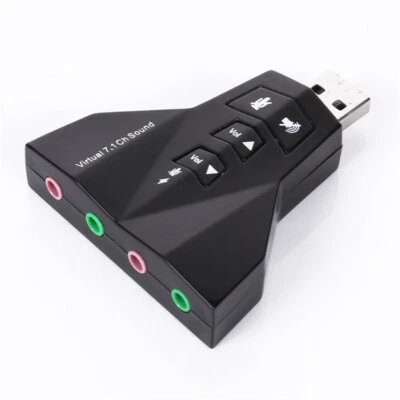 External 7.1 Channel USB 3D Sound Card Audio Laptop PC Computer Macbook Adapter - Image 1 of 4