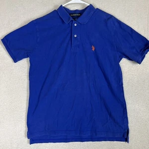 US Polo ASSN Shirt Mens Large Short Sleeve Polo Cotton Knit Pullover Blue - Picture 1 of 10