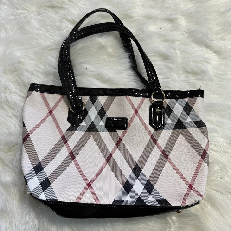Feral Cat Purse Black Multicolor Pattern Straps Plaid Shoulder Bag - Image 1 of 4