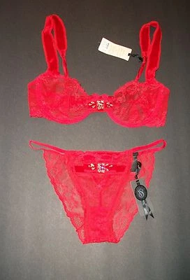  NUEVO CON ETIQUETAS $276 Victoria Secret Designer Collection 34C S Conjunto de sujetador de encaje adornado  Foto 1 de 4