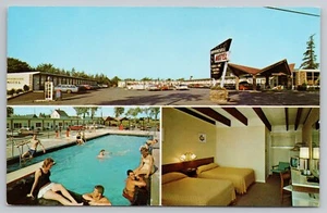 Ellsworth ME Brookside Motel TV ON Swimming Pool 1960s Multi-view Postcard - Picture 1 of 4