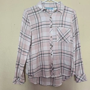 Dina Be Francesca’s Women’s SZ S White Plaid Long Sleeve Button Down Shirt - Picture 1 of 8