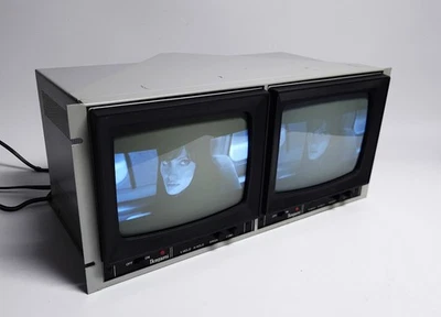 Ikegami Dual 9" Monochrome Rack CRT Monitors PM-900 Series Broadcast Rack -AS IS - Image 1 of 4