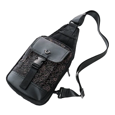 Bolso Bandolera True Religion Negro Correa Ajustable Logo Teléfono/Cartera - Nuevo Foto 1 de 4