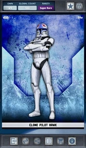 Star Wars Card Trader 2018 Rank & File Clone Pilot Hawk Blue Super Rare DIGITAL - Picture 1 of 2