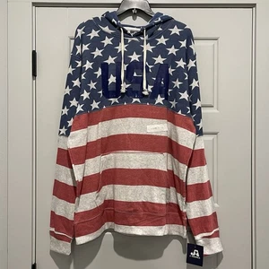 Pledge Of Allegiance USA patriotischer Herrenpullover Hoodie neu mit Etikett rot/grau/blau XL - Bild 1 von 7
