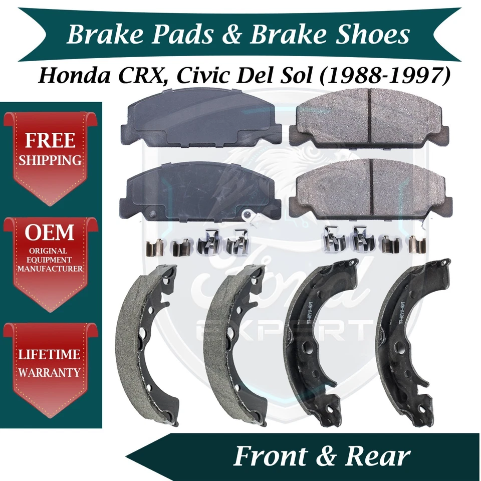 Almohadillas delanteras y zapatas traseras premium OE para Honda Civic Del Sol 1988-1997 y Honda CRX Foto 1 de 4