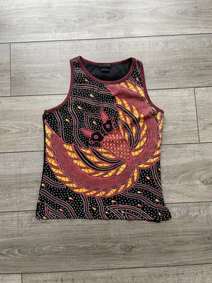 Camiseta sin mangas vintage Custo Barcelona Batik estampado Phoenix Boho - Talla M Foto 1 de 4