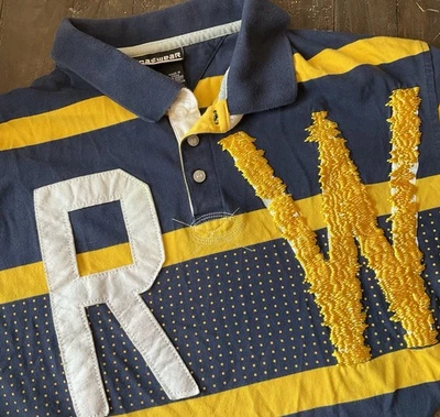 Camisa Rocawear Para Hombres 2XL Azul Amarillo Rayas OR Polo Rugby Gráfico Ropa de Calle Foto 1 de 4