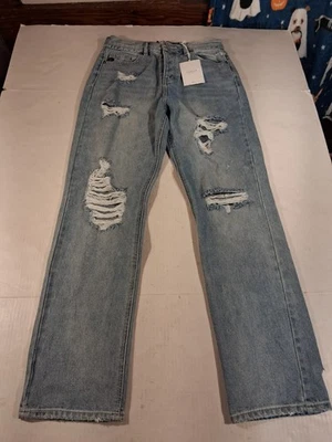 Jean KanCan Mujer 7/27 Denim Envejecido Tiro Alto Novio Nuevo con Etiquetas Foto 1 de 4