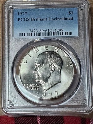 Dólar Ike Eisenhower 1974 $1 PCGS brillante sin circular BU Foto 1 de 2