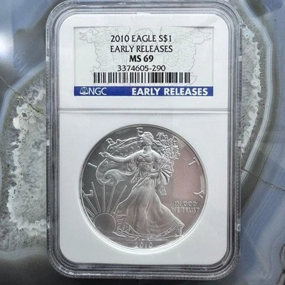 2010 US 1.0oz.999 Fine Silver American Silver Eagle NGC MS69 #3374605-290EX - Image 1 of 4