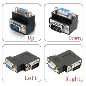 VGA 90 stopni kątowy męski na żeński adapter przedłużający wtyczka monitor projektor - Zdjęcie 1 z 5