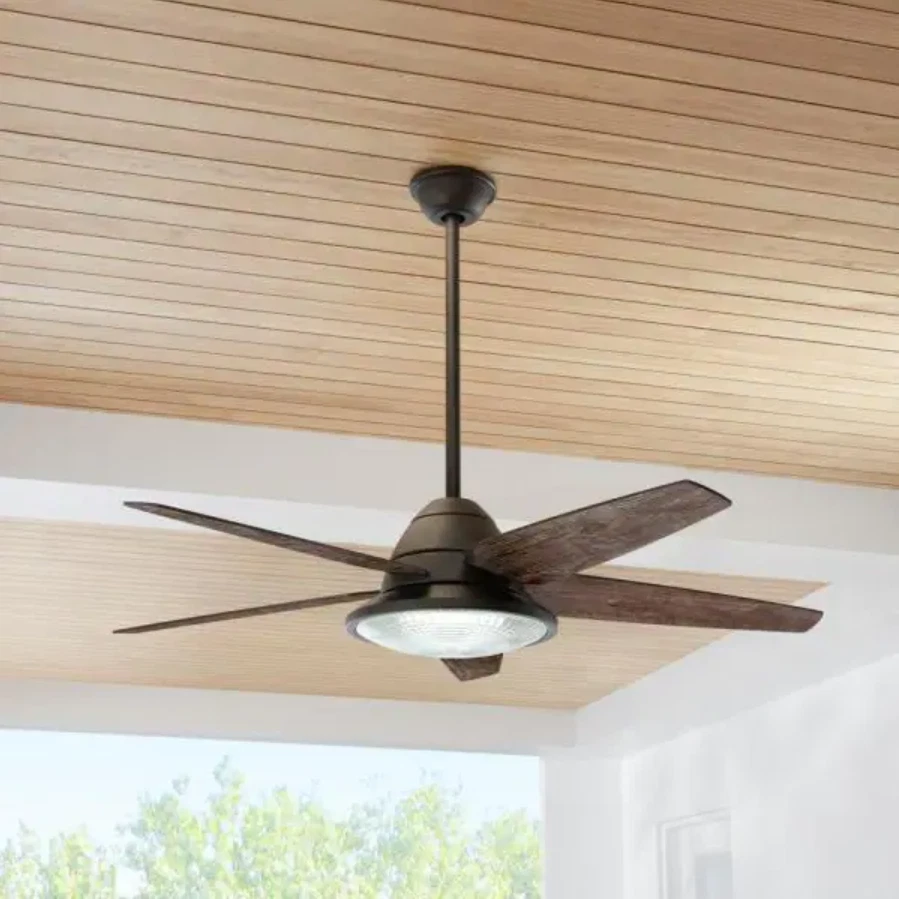 Outdoor 52 Ceiling Fan Remote Modern LED Patio Light Rustic Antique Bronze Cabin - Image 1 of 3