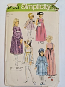 Dress Scarf Cottagecore Girls 7 Simplicity 9133 Sewing Pattern Cut Boho Long VTG - Picture 1 of 10