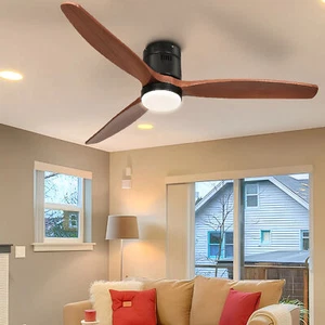 52 Inch Low Profile Ceiling Fan with Light and Remote 3 Blades Smart Ceiling Fan - Picture 1 of 11