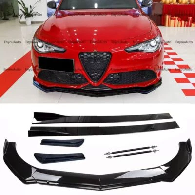 For Alfa Romeo Giulia Black Front Bumper Lip 86" Side Skirt Rear Bumper Lip - Image 1 of 4