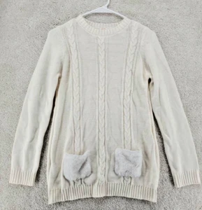 Wonder Nation Girls Pullover Sweater White Crew Neck Cable-Knit XXL 18 - Picture 1 of 6