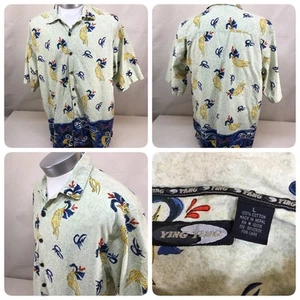 Camisa Hawaiana Bronceada Estampado Tribal Estilo Tatuaje Ying Yang Asiática SS Abotonada Bn5 - Imagen 1 de 7