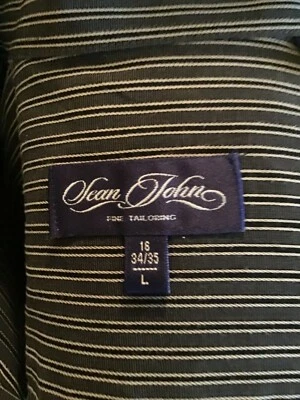 Sean John, sz L16, 34-35, gray, black,silver, spread collar, dress/ casual shirt - Image 1 of 4