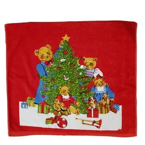 R.A. Briggs Weihnachtsbaum Urlaub Badetuch rot Teddybär Familie Bären 24x42 - Bild 1 von 5
