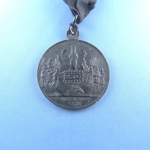 Antique St Joan of Arc at the Stake Medal  *  Mourning Pocket Watch Chain Fob - Picture 1 of 5