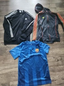 lot of 3 Adidas Track Jacket Youth Size XL 16 Black White 3 Stripes Full Zip up - Picture 1 of 8