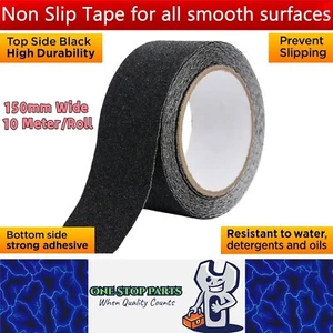 Non Slip Tape 150mm Wide x 10 Meter Roll Black Safety Anti Slip Non Skid Tape - Picture 1 of 7