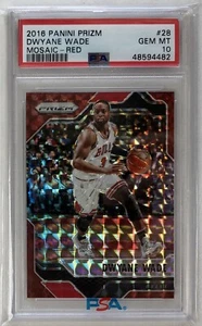2016-17 Panini Prizm Dwayne Wade Red Mosaic Chicago Bulls PSA 10 colori abbinati!! - Foto 1 di 1