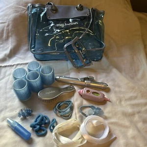 My Twinn Authentic Clear Blue Vinyl Carrying Bag With Hair Accessories For 23” - Picture 1 of 14