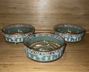 Set of 3 Vtg Wedgewood Jasperware Jeanette Hellenic Green Greek Snack Bowl 4.5" - Picture 1 of 6