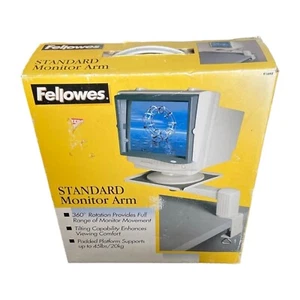 Fellowes 91690 Monitor Arm Clamp Grey Metal Sturdy Base 360' Rotation 20KG - Afbeelding 1 van 7