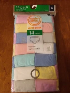 Wonder Nation Girls Briefs Panties 14 Count Value Pack Size 4 Brand New - Picture 1 of 5