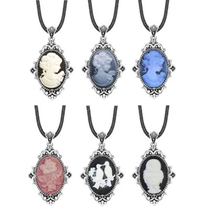 Wholesale 10 pcs Mixed Cameo Necklace Lady Queen Owl Doves Flower Cameo Pendant - Picture 1 of 12