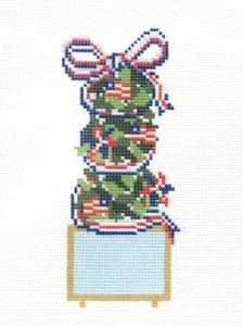 KCN Designers /SCT Designs July Patriotic Tree Handpainted Needlepoint Canvas - Picture 1 of 1