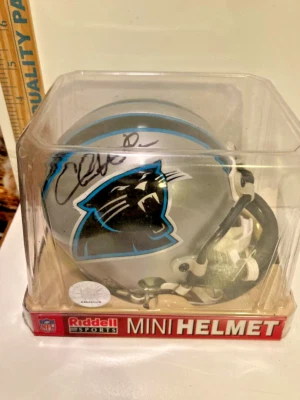 MINICASCO FIRMADO POR CHRIS WEINKE de Carolina Panthers de la NFL con certificado de autenticidad Foto 1 de 3
