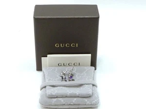Authentic GUCCI Trade Mark Swing Earrings Amethyst Purple 925 Silver #36636583 - Picture 1 of 7