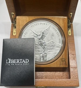 2010 Mexico 1 Kilo Reverse Proof Silver Libertad Proof-like Coin With Box & COA - Picture 1 of 7