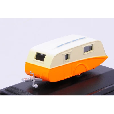 CARAVAN ORANGE/CREAM 1:76 Oxford Campers-Roulottes Modellino Nuovo - Immagine 1 di 2