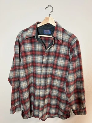 Camisa Pendleton Grande 100% Lana Virgen Roja Gris Cuadros Portland Hecha en EE. UU. Colección Foto 1 de 4