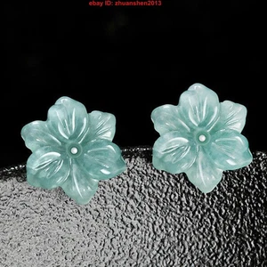 Aretes con incrustaciones de plata esterlina 925 certificados con flores de jadeíta de jade natural - Imagen 1 de 9