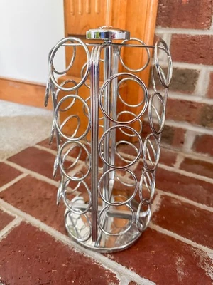 Keurig K-Cup 36 Coffee Tea Pod Holder Chrome Spinning Round Carousel Exc Shape - Image 1 of 3